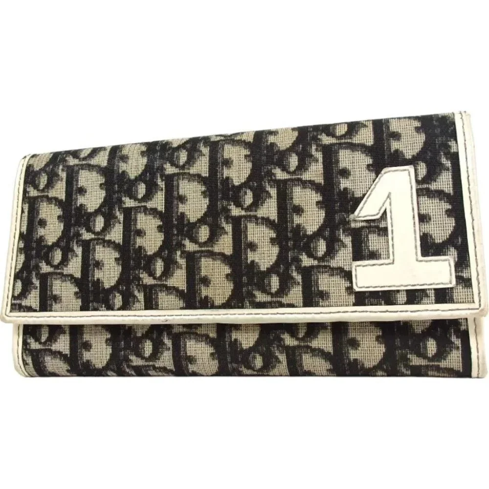 821133AM (V1) Christian Dior Wallet Long Trotter Flap Black PVC